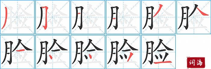 脸字怎么写图解