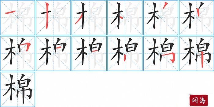 棉字怎么写图解