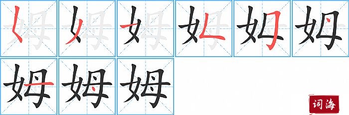 姆字怎么写图解