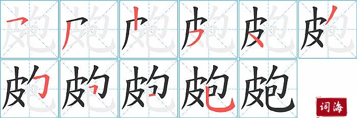 皰字怎么写图解