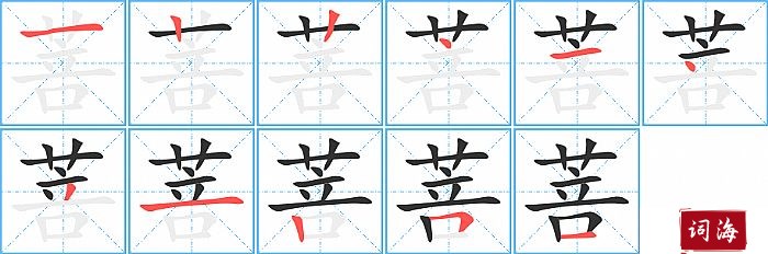 菩字怎么写图解