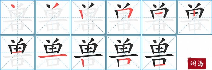 兽字怎么写图解