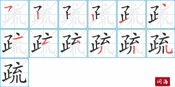 疏字怎么写图解