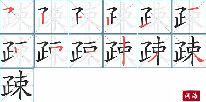 疎字怎么写图解