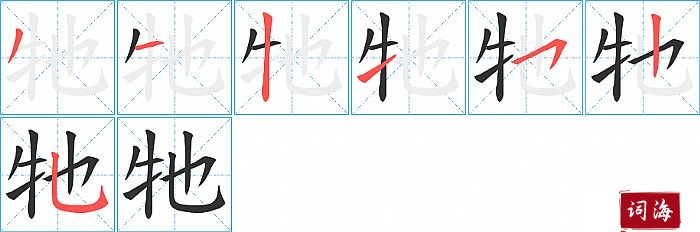 牠字怎么写图解