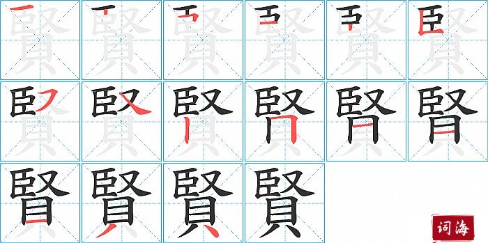 賢字怎么写图解