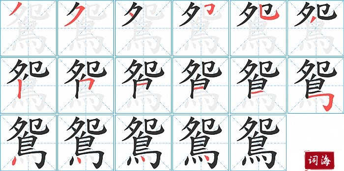 鴛字怎么写图解