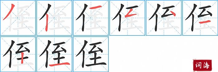 侄字怎么写图解