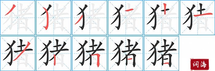 猪字怎么写图解