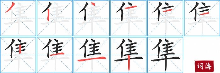 隼字怎么写图解